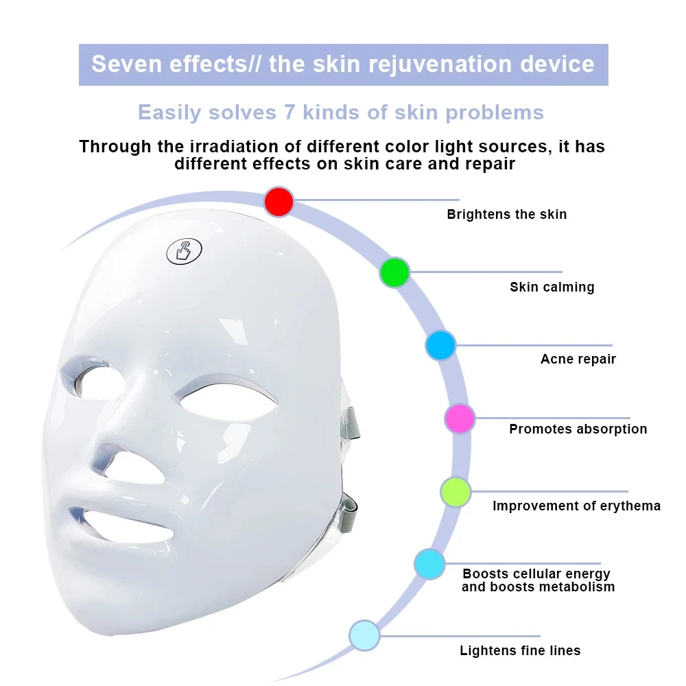 Masque LED Facial 7 Couleurs – Anti-Acné et Anti-Rides