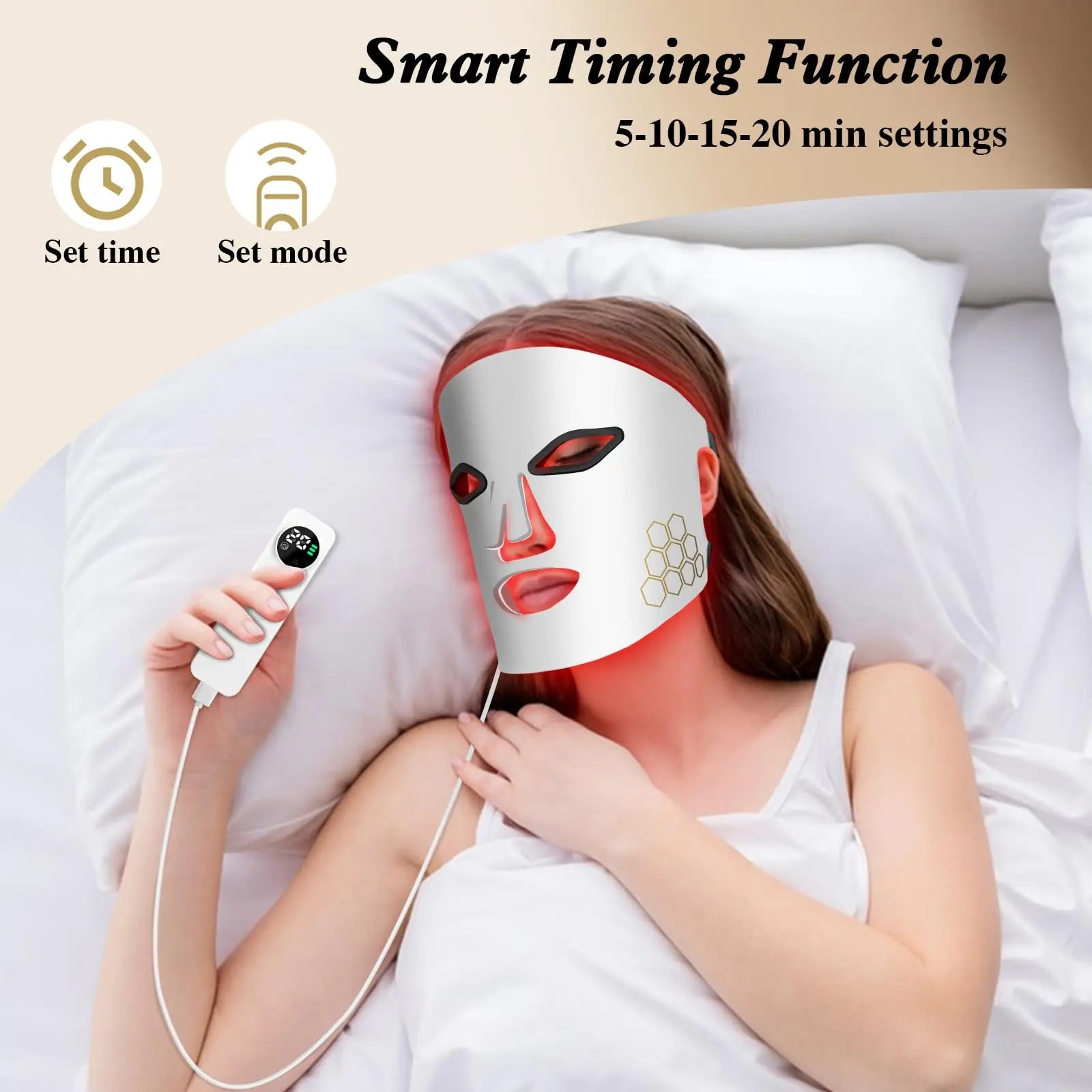 Masque LED Visage Hello – Lumière Rouge, Bleue & Infrarouge avec Protection Yeux