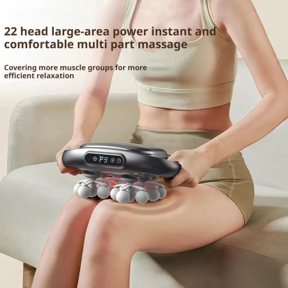 22 Head Electric Massage Gun 9 Speed Levels High Frequency Vibration Deep Muscle Relaxation for Whole Body Use
