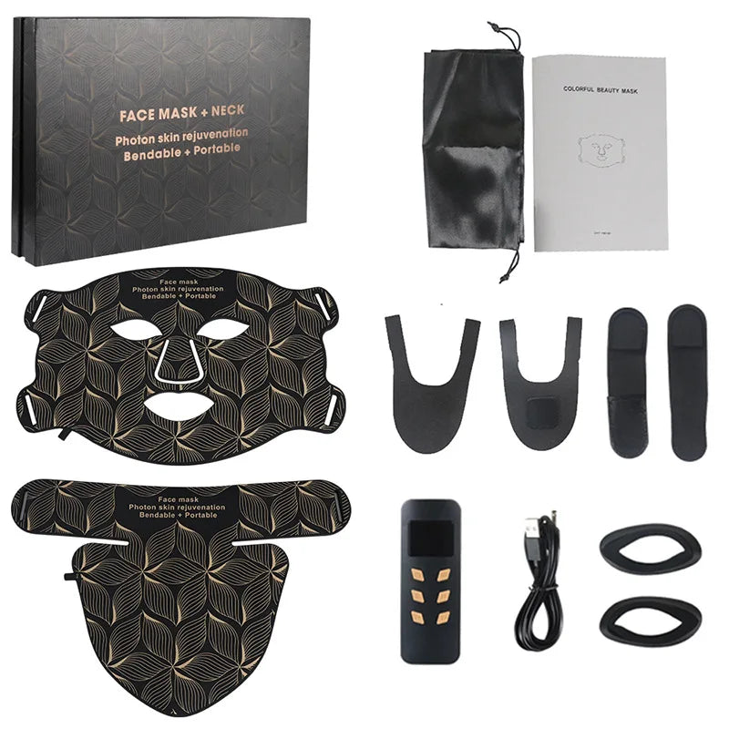 Masque LED Visage & Cou 8 Couleurs – Anti-Âge et Raffermissant