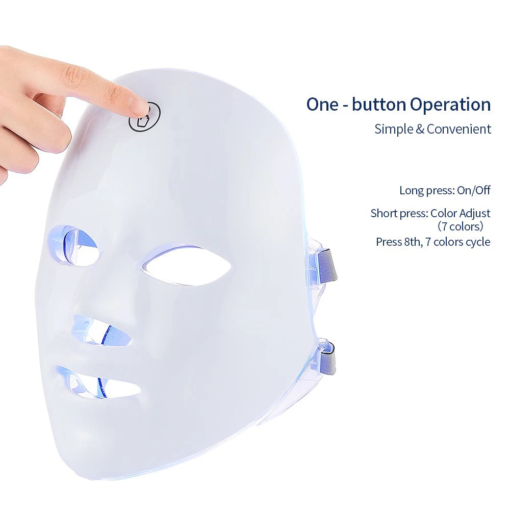 Masque LED Facial 7 Couleurs Rechargeable – Lifting et Éclat