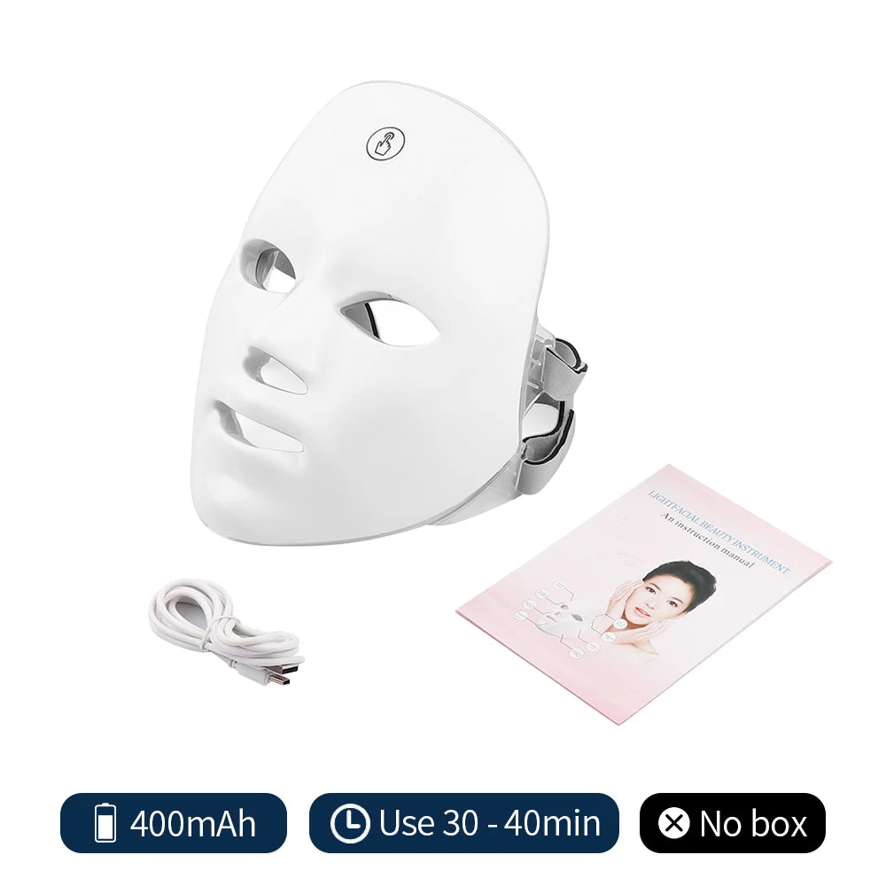 Masque LED Facial 7 Couleurs Rechargeable – Lifting et Éclat