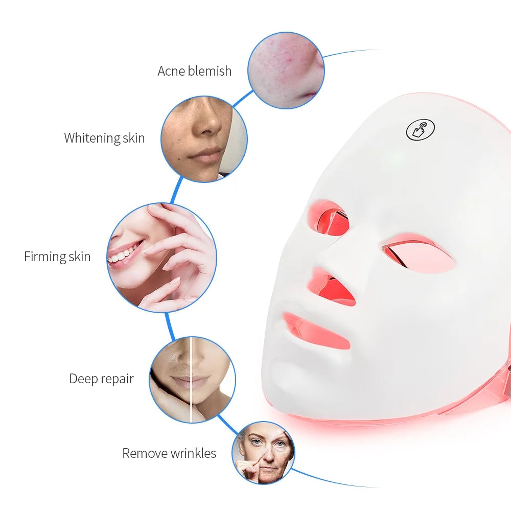 Masque LED Facial 7 Couleurs Rechargeable – Lifting et Éclat