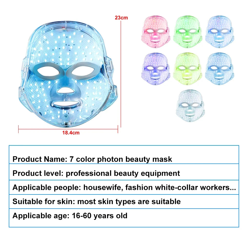 Masque LED Facial 7 Couleurs – Anti-Acné et Anti-Rides