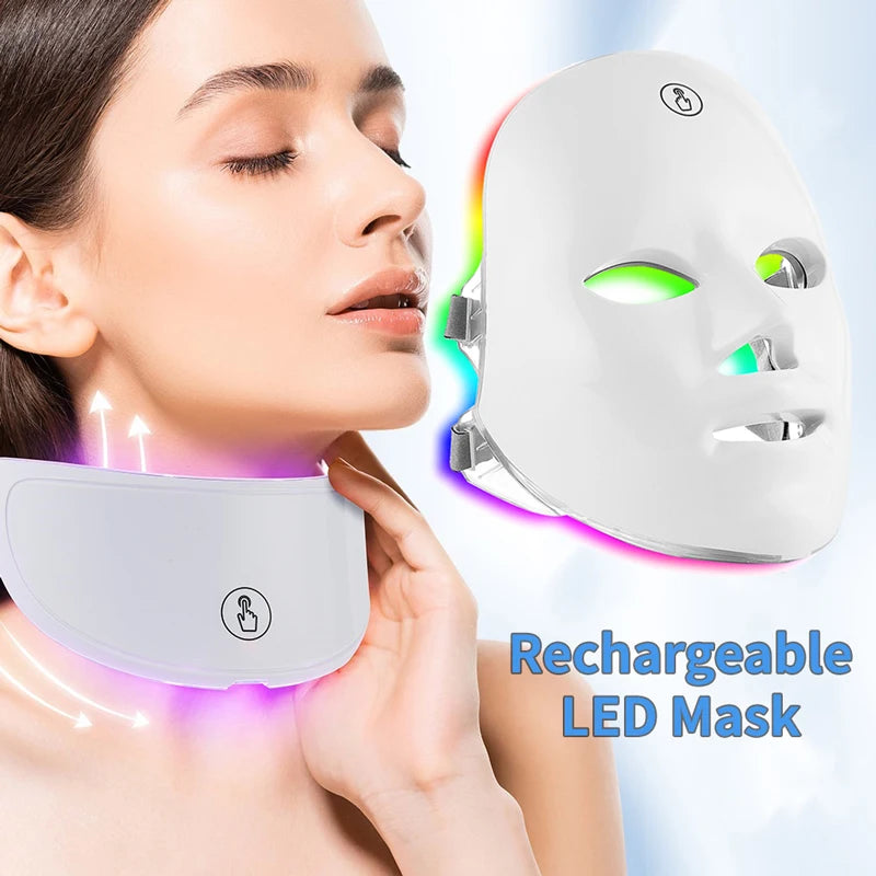 Masque LED Visage et Cou Rechargeable – Rajeunissement & SPA
