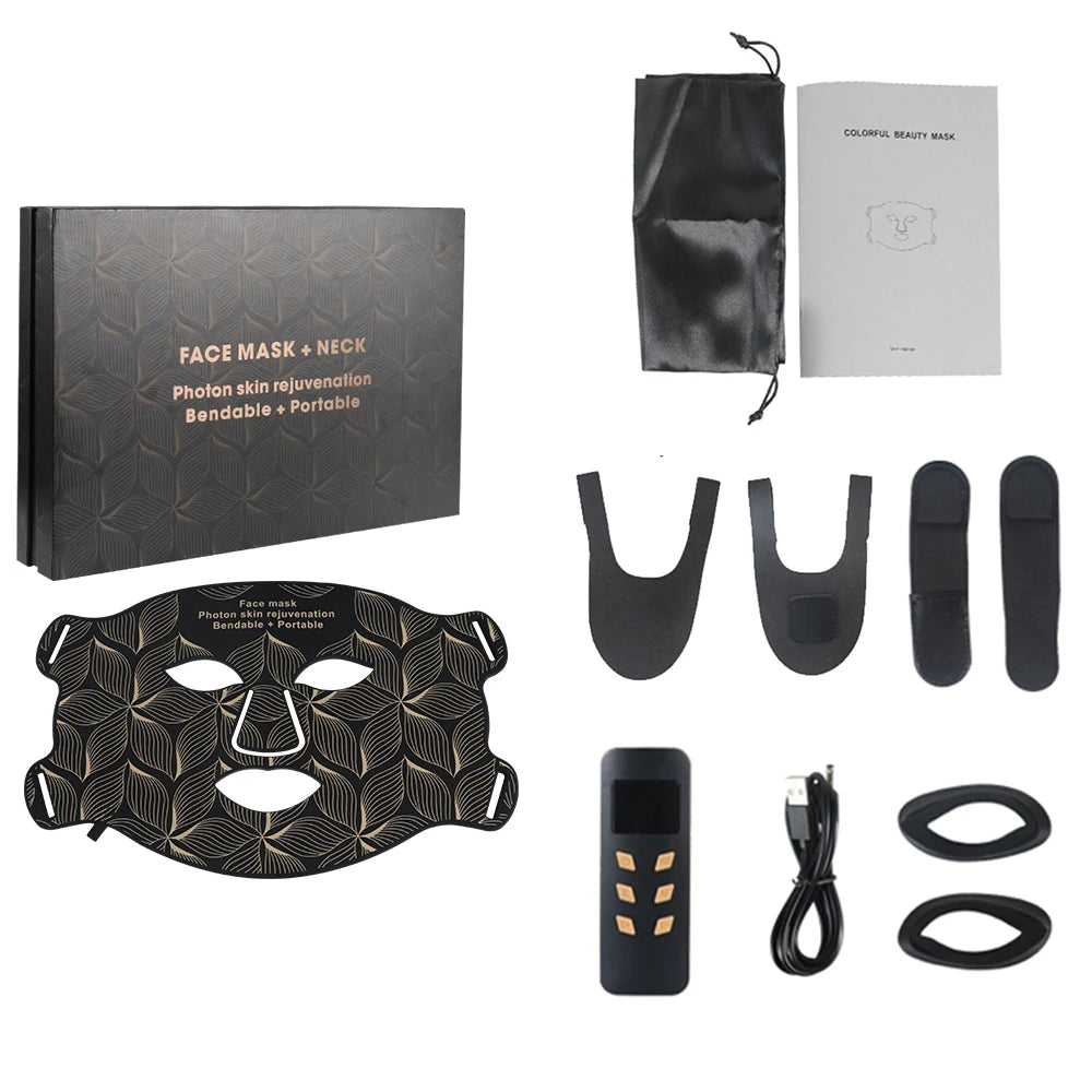Masque LED Visage & Cou 8 Couleurs – Anti-Âge et Raffermissant