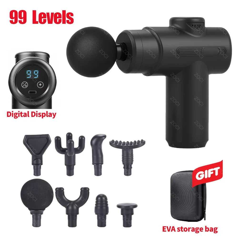 Handheld 99 Levels Fascia Gun Portable Mini Massage Gun Digital Display Vibration Muscle Massager Deep Tissue Massager for Body